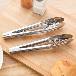 Stainless Steel BBQ Grilling Serving Tongs Food Salad Cake Bread Clips Non-Stick Cooking Tools for Outdoor Garden Accessories